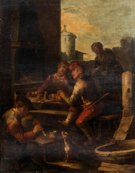 Scuola lombarda del XVIII secolo, a) 'Il mendicante; b) 'Mendicanti all'osteria' 