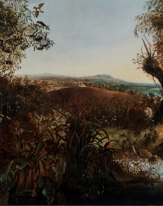 Scuola fiamminga della fine del XVIII secolo, 'Paesaggio con sottobosco' 