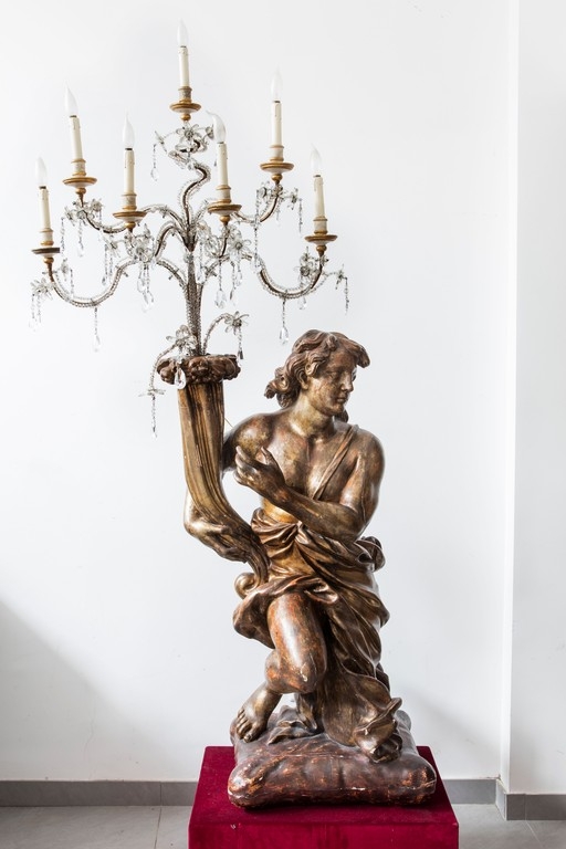 Scultore italiano del XVII secolo , coppia di candelieri  