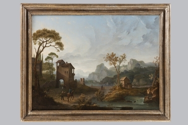 Anonimo della fine del XVIII secolo, "Paesaggio con figure"