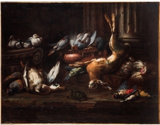 Scuola fiamminga del XVII secolo, "Natura morta con cacciagione"