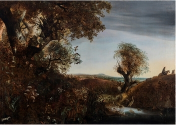 Scuola fiamminga della fine del XVIII secolo, "Paesaggio con sottobosco"