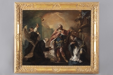 Gianantonio Guardi, "Sant'Osvaldo tra i santi Vincenzo Ferrer, Filippo Neri e Giovanni Nepomuceno"
