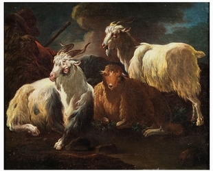 Philipp Peter Roos, detto Rosa da Tivoli, a) b) "Capre e pecore con pastore"