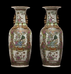Coppia di vasi Famiglia Rosa cantonese, Cina, XIX secolo