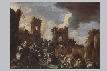 Scuola veneta del XVII secolo, a) b) "Battaglia"