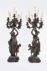 Coppia di candelieri in bronzo
